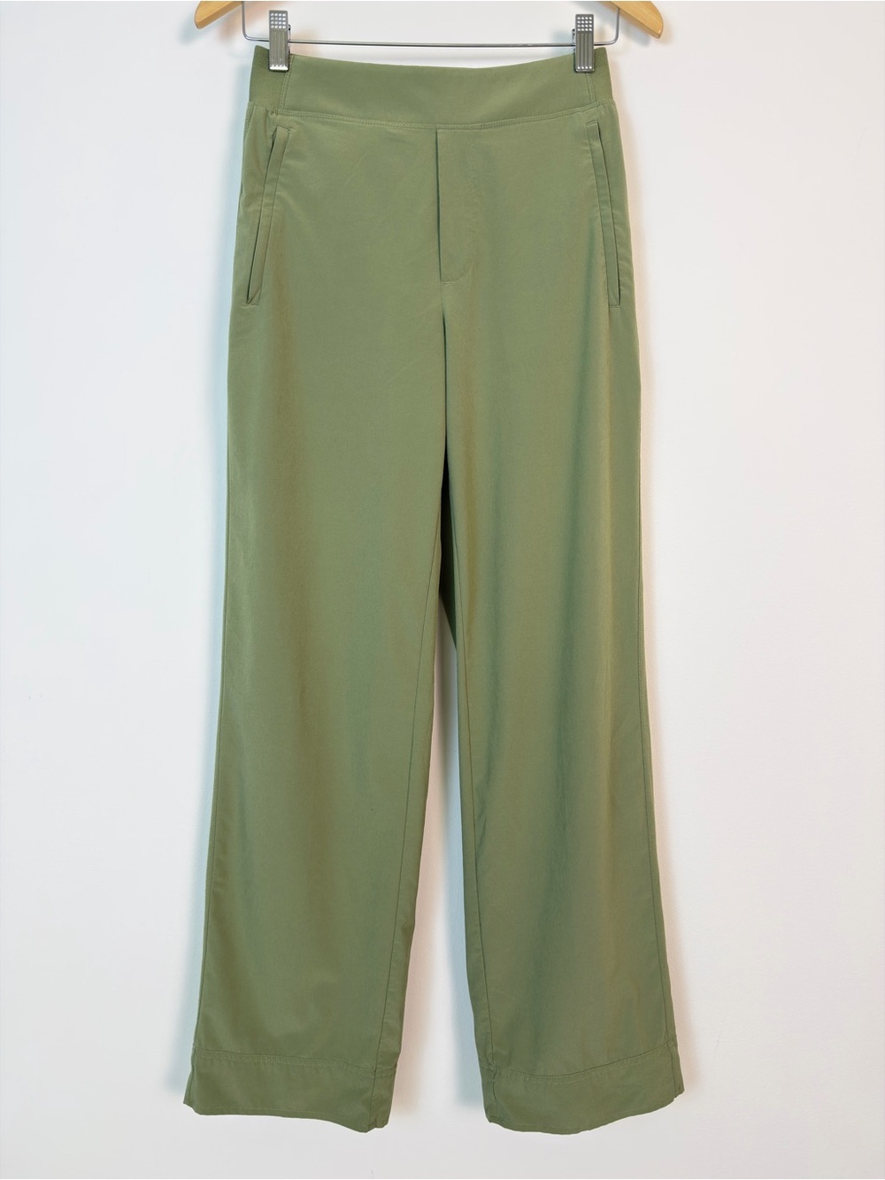 Athleta Wide Leg Pants Size 0 Green High Rise Stretch